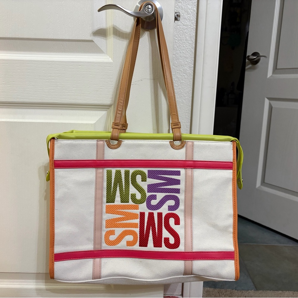 Steve Madden White Tote with Multicolor Accents